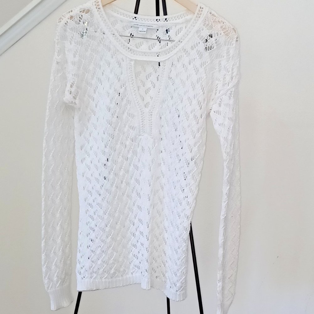Diane Von Furstenberg White Cora Lace Chunky Sweater 